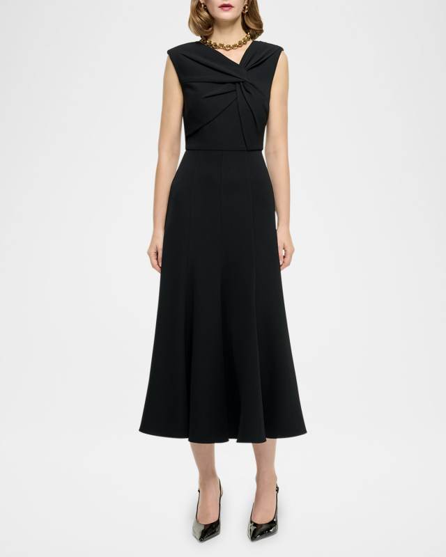 Twisted Sleeveless Light Cady Midi Dress